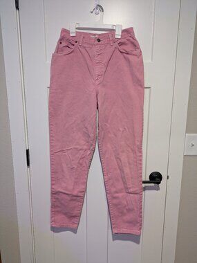 Vintage 80s 90s M.J. Carroll Pink Denim Mom Jeans High Rise Made in USA Size 12